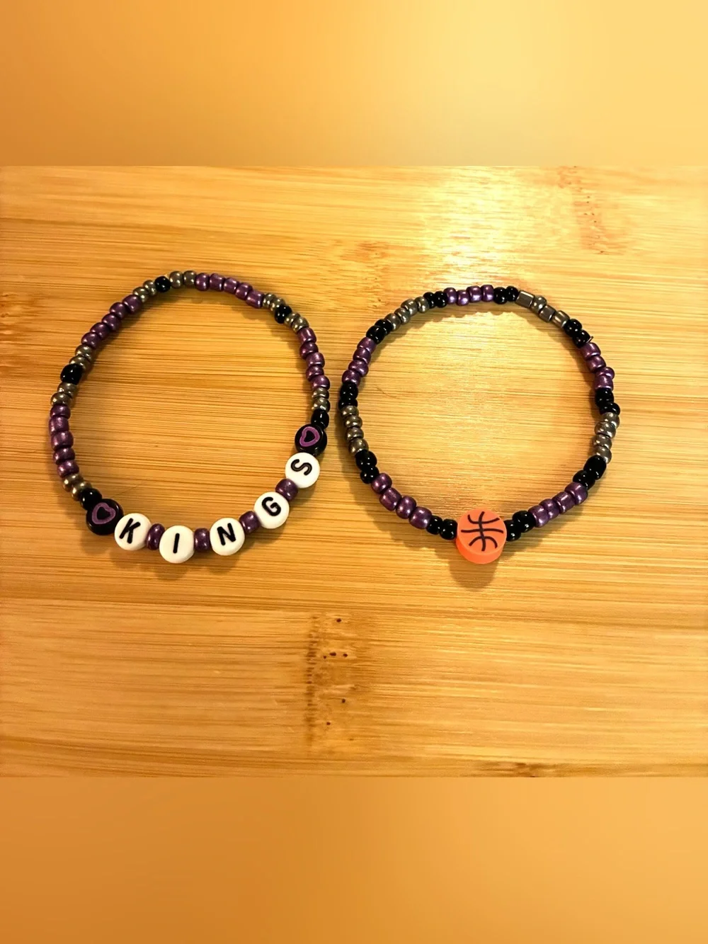 Kings Basketball Beaded Bracelet Set